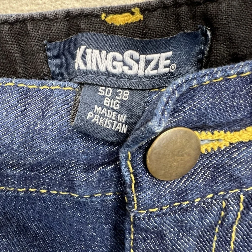 KingSize Denim Jeans Mens 50‎ 38 (51x25)Big Blue Straight Leg 100% Cotton